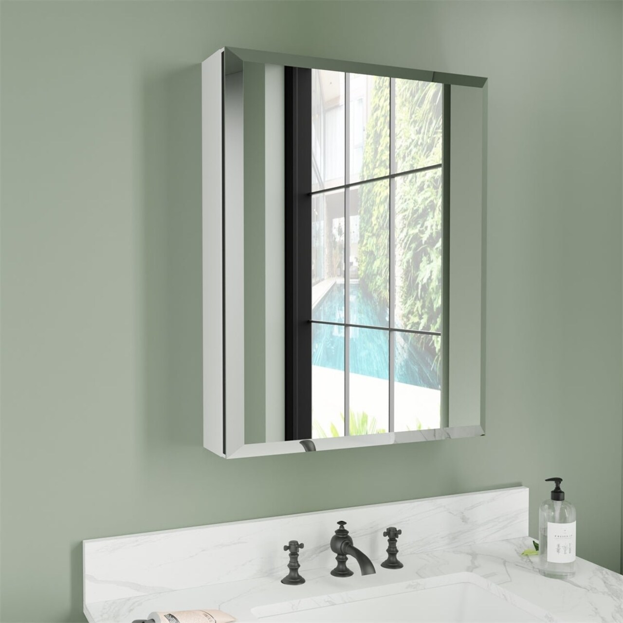 ExBriteUSA Classic 20"x26" Matted Black medicine cabinet with Mirror Bathroom Surface Mount